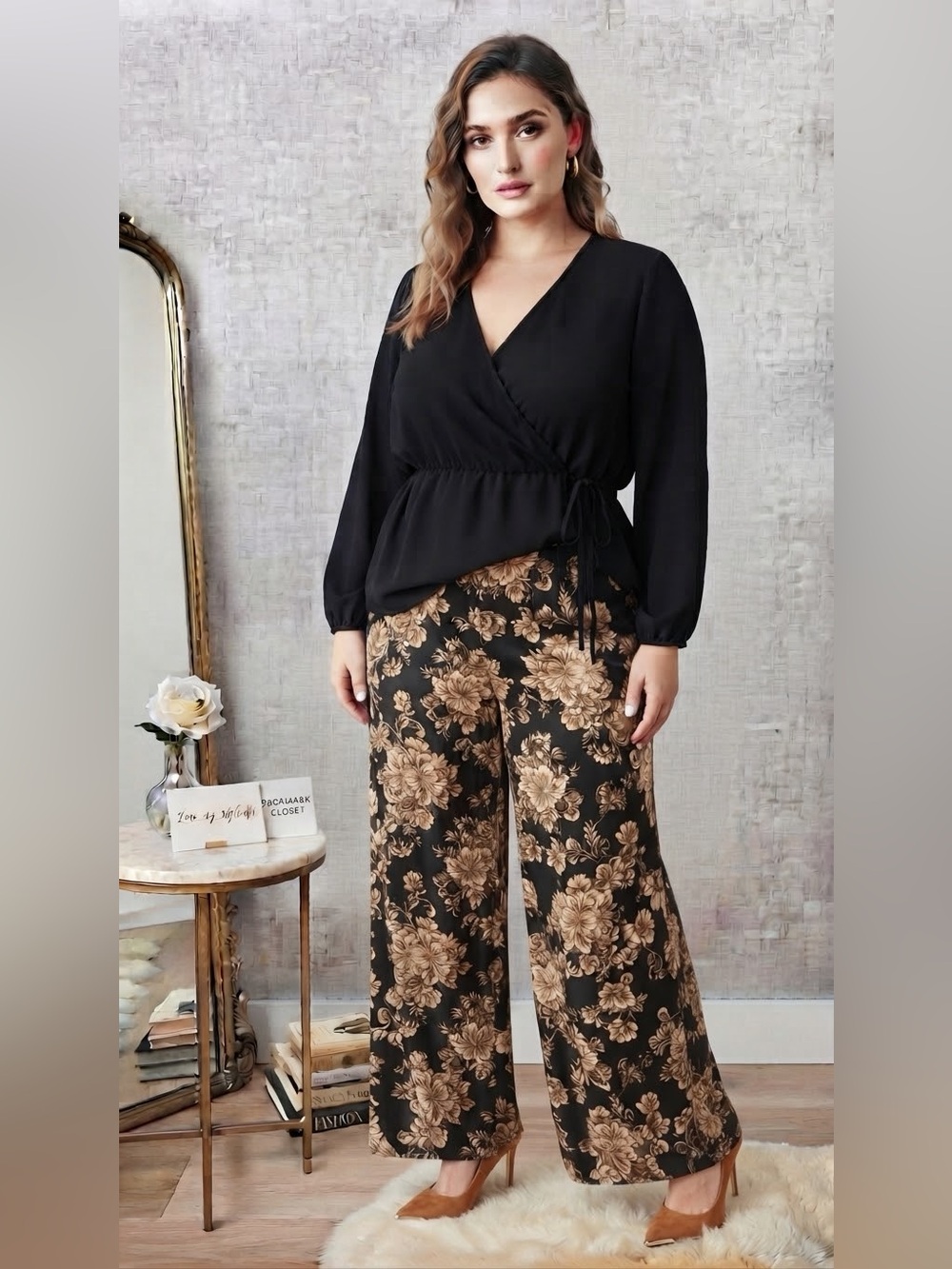 Vanilla Bay Black Wrap Blouse Brand New with tags